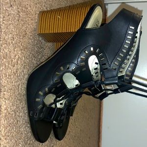 Black open toed booties from a.n.a